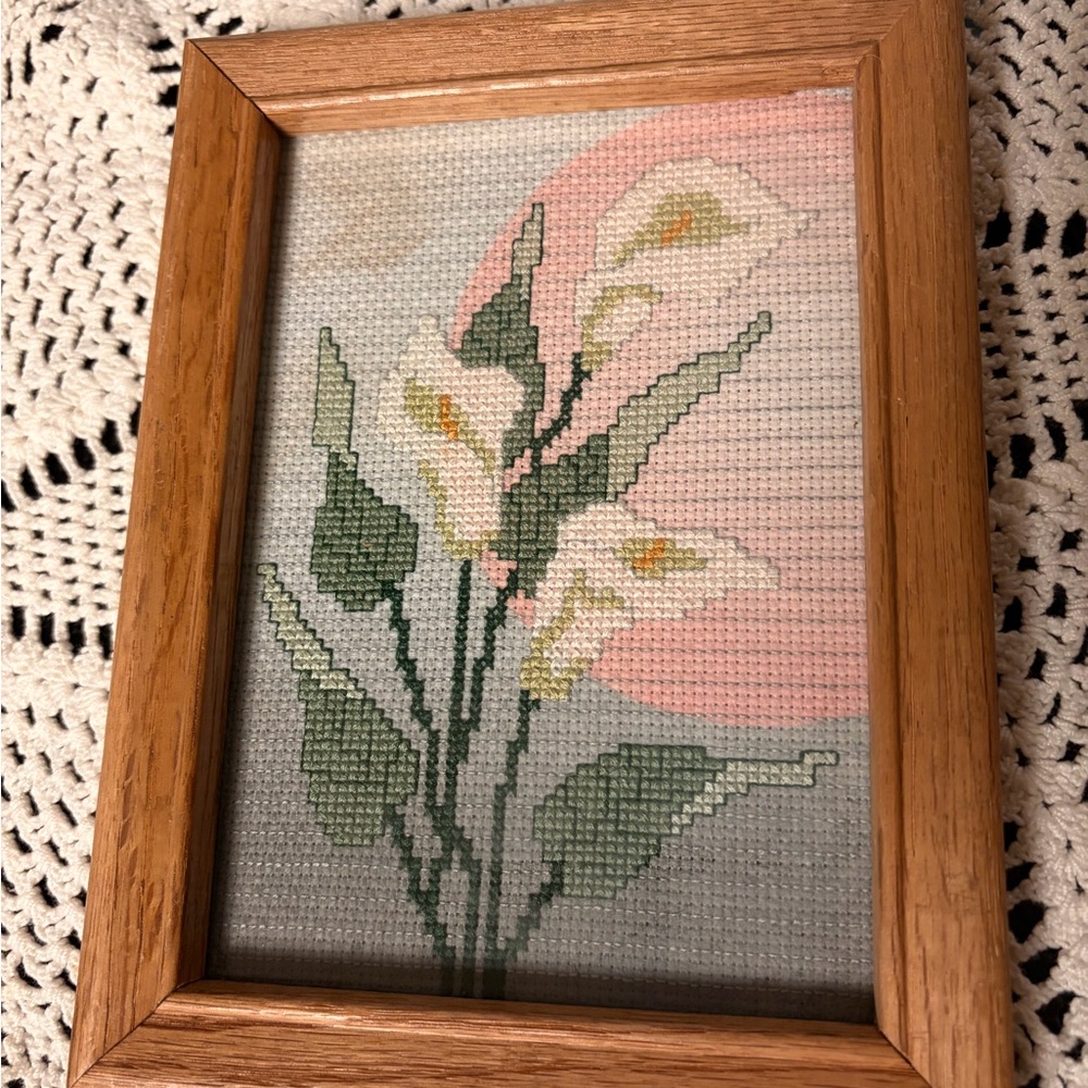 Framed Floral Needlepoint Art - Picture 2 of 3